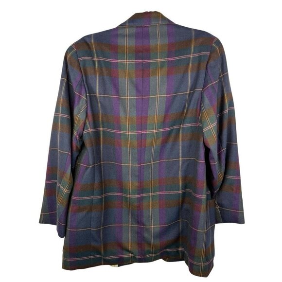 Vintage Country Shop Plaid Purple Green Blazer Women’s‎ Size 12 Button Up - Picture 2 of 7